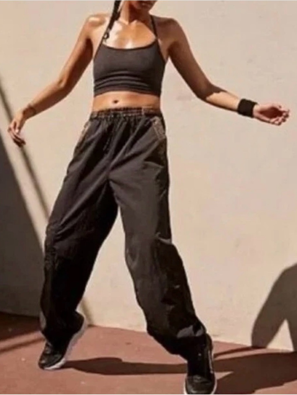 Free People Black Track Joggers
